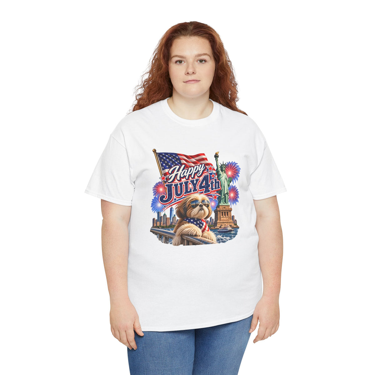 4th of July Dog T-Shirt - Happy July 4th Patriotic Fireworks Tee