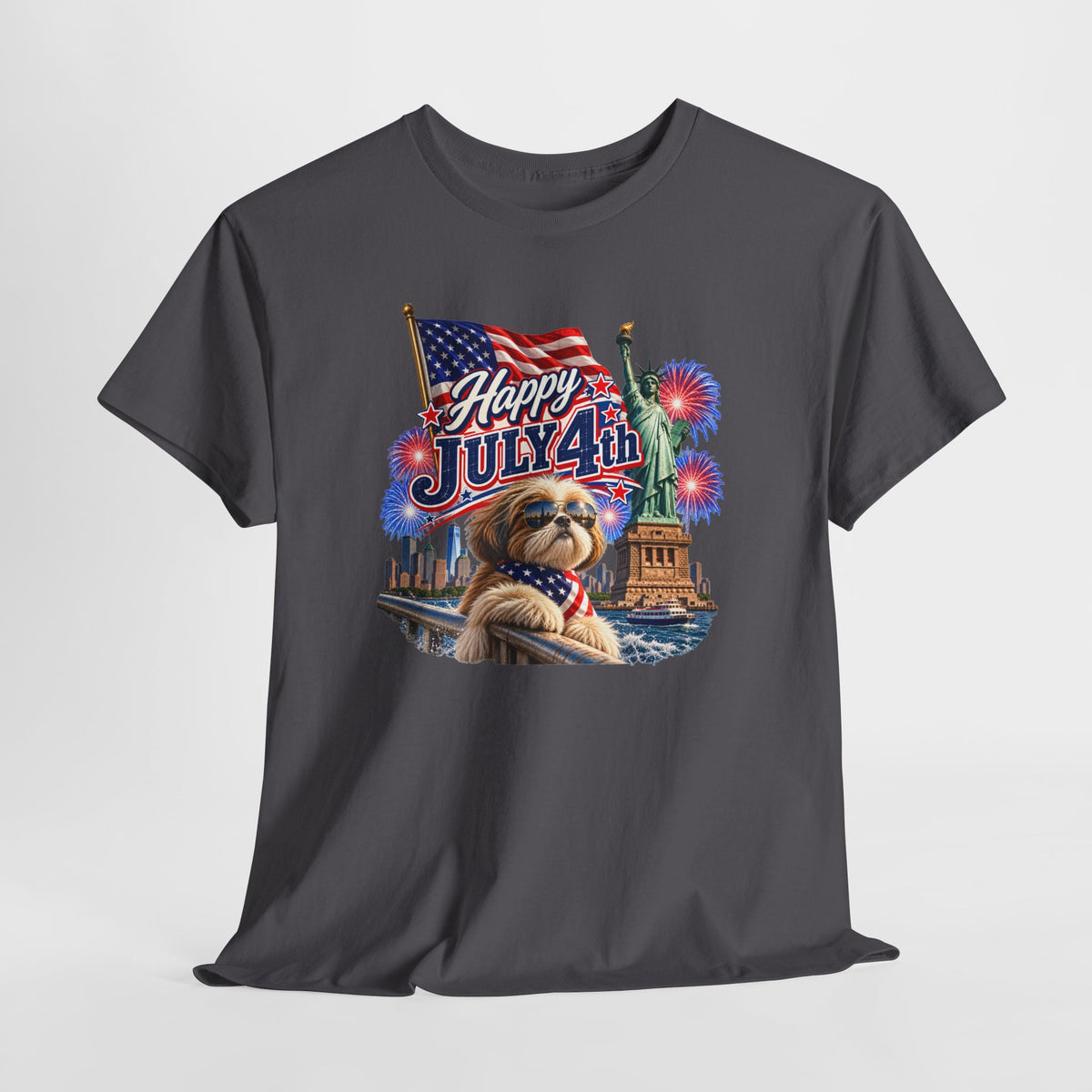 4th of July Dog T-Shirt - Happy July 4th Patriotic Fireworks Tee