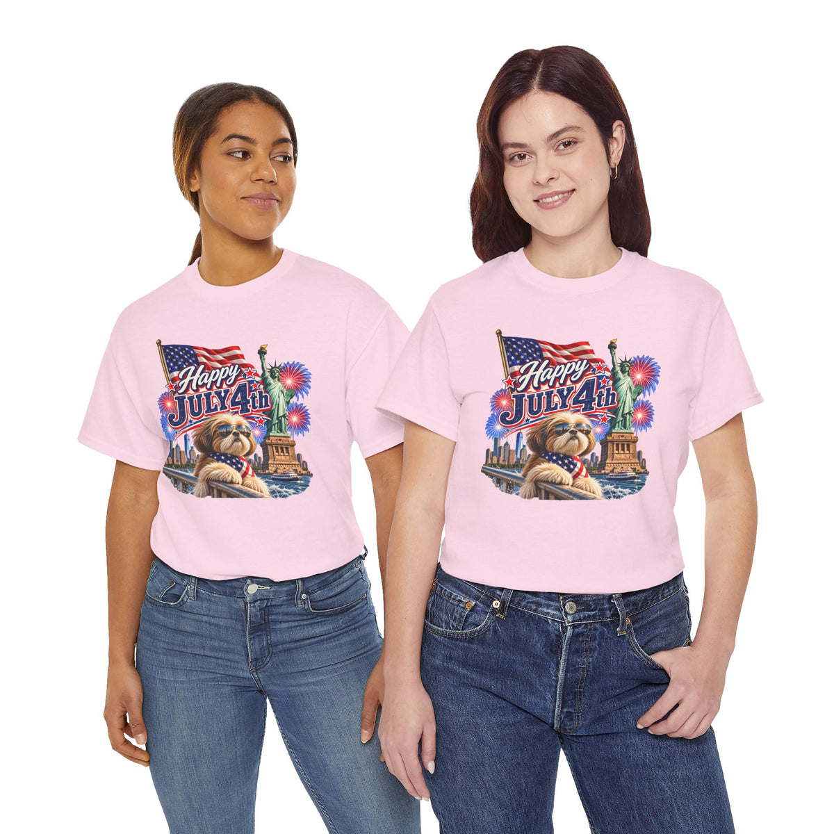 4th of July Dog T-Shirt - Happy July 4th Patriotic Fireworks Tee
