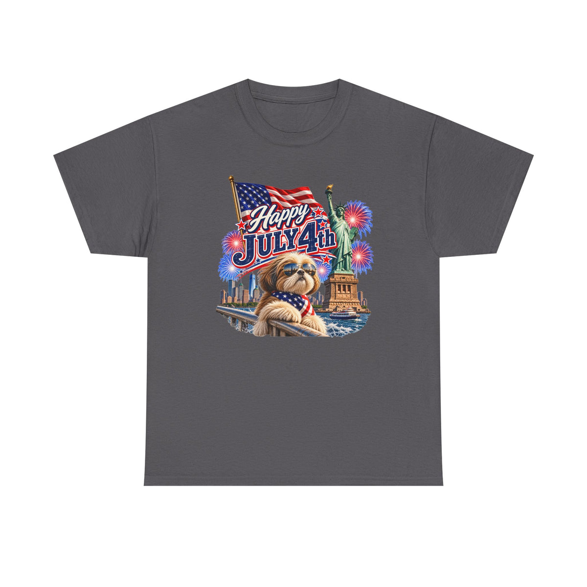 4th of July Dog T-Shirt - Happy July 4th Patriotic Fireworks Tee