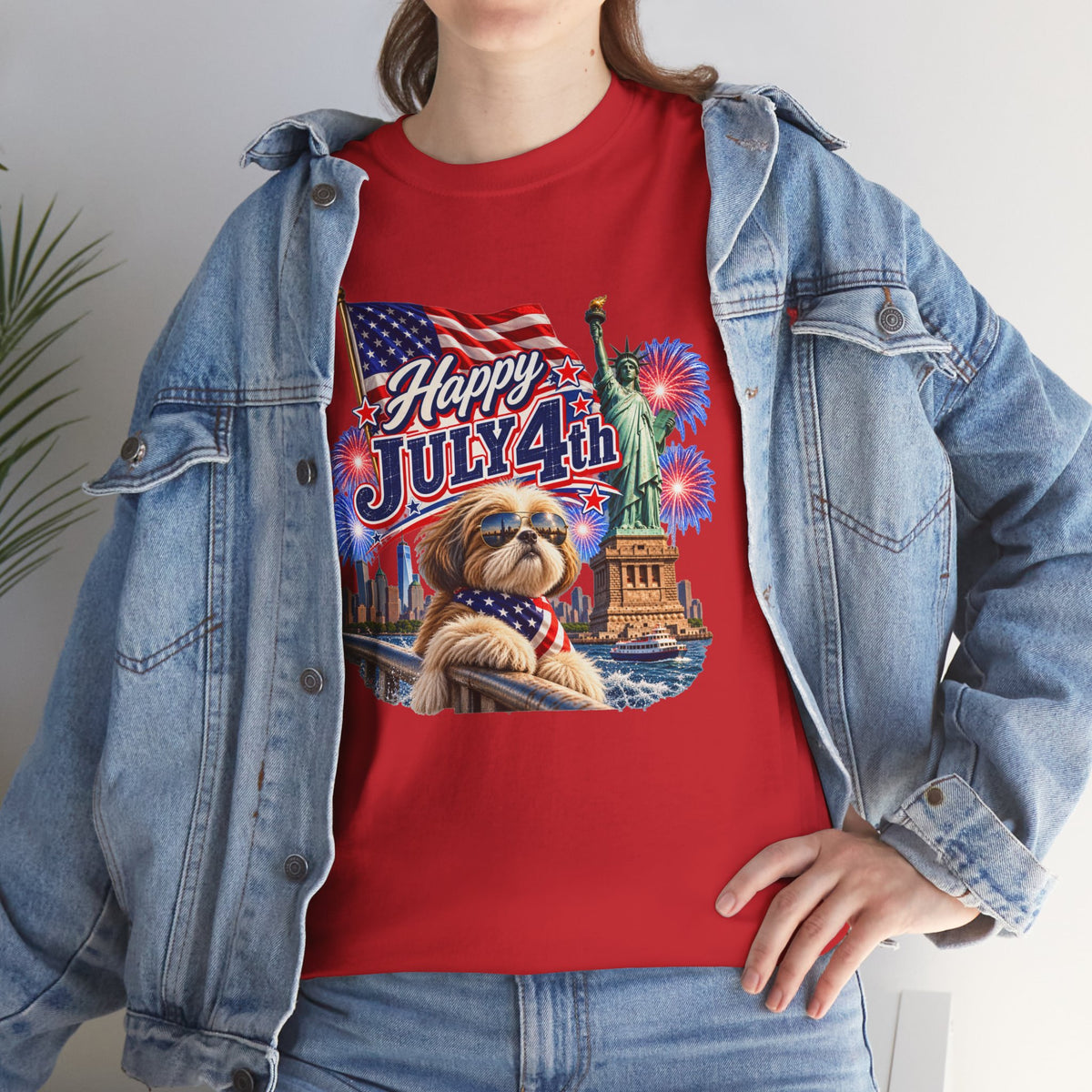 4th of July Dog T-Shirt - Happy July 4th Patriotic Fireworks Tee