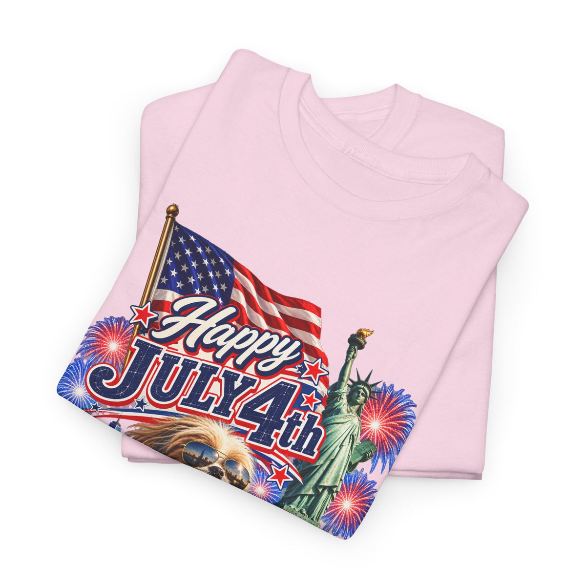 4th of July Dog T-Shirt - Happy July 4th Patriotic Fireworks Tee