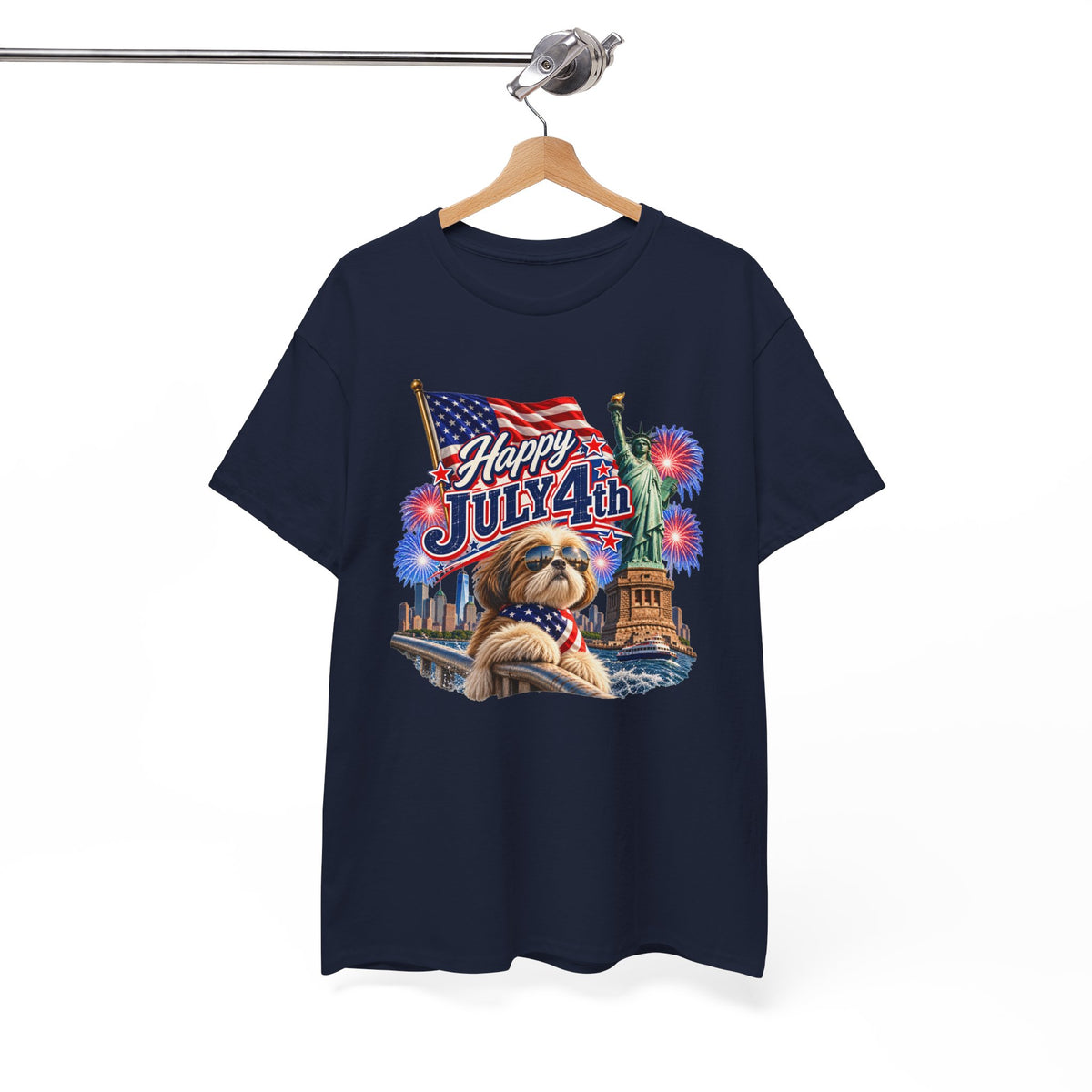4th of July Dog T-Shirt - Happy July 4th Patriotic Fireworks Tee