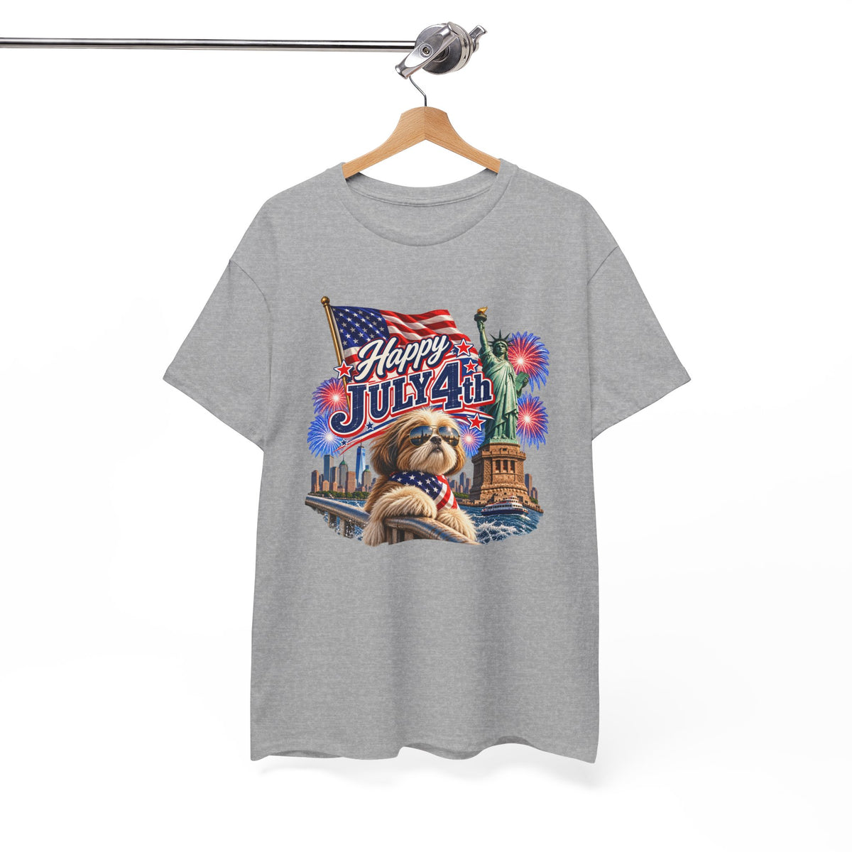 4th of July Dog T-Shirt - Happy July 4th Patriotic Fireworks Tee