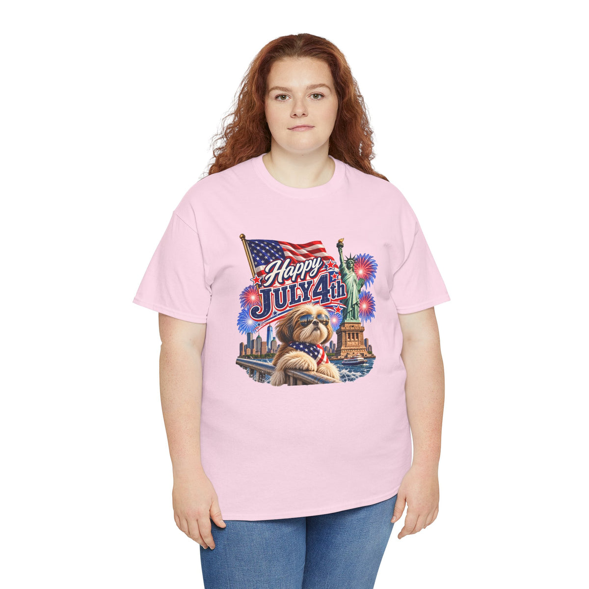 4th of July Dog T-Shirt - Happy July 4th Patriotic Fireworks Tee