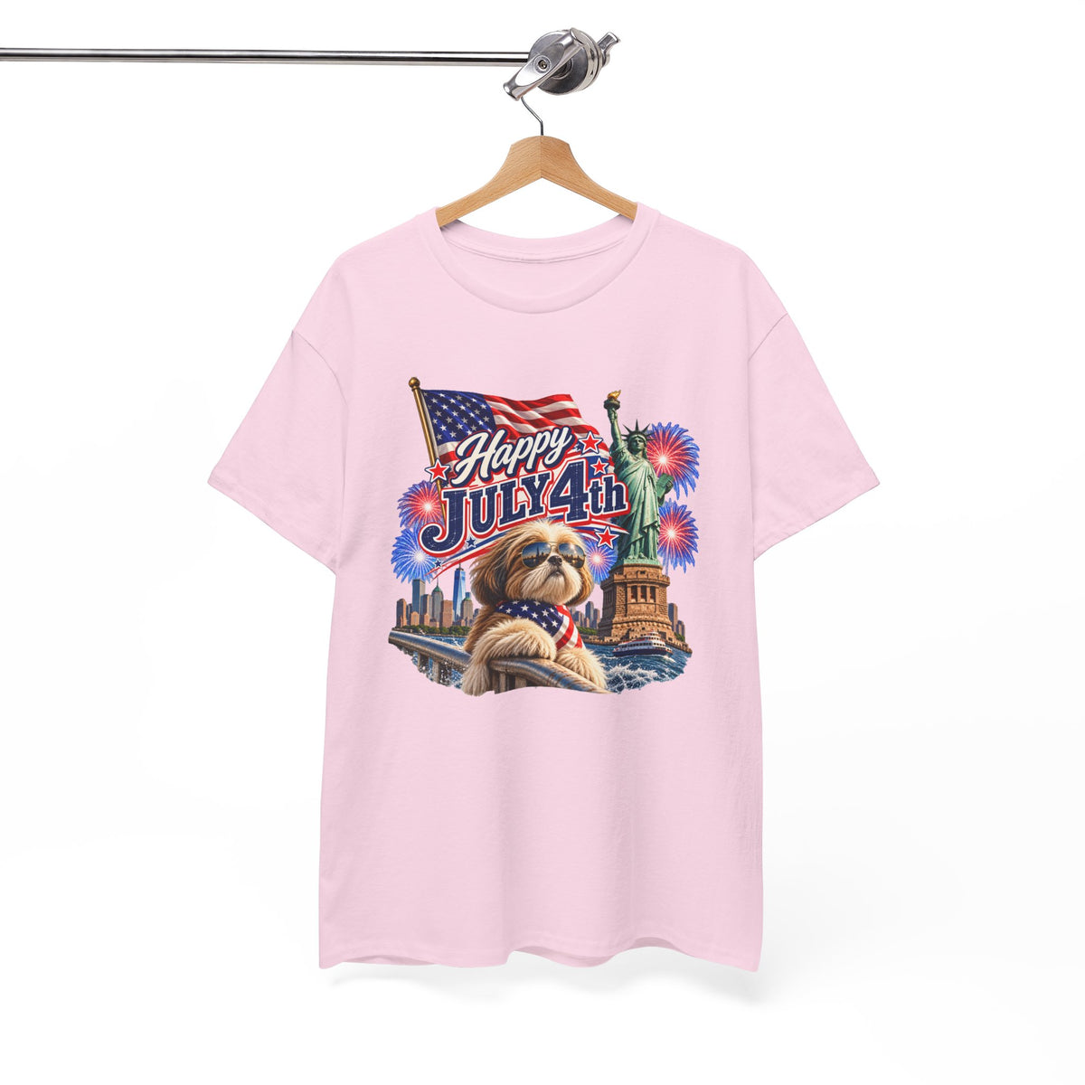 4th of July Dog T-Shirt - Happy July 4th Patriotic Fireworks Tee