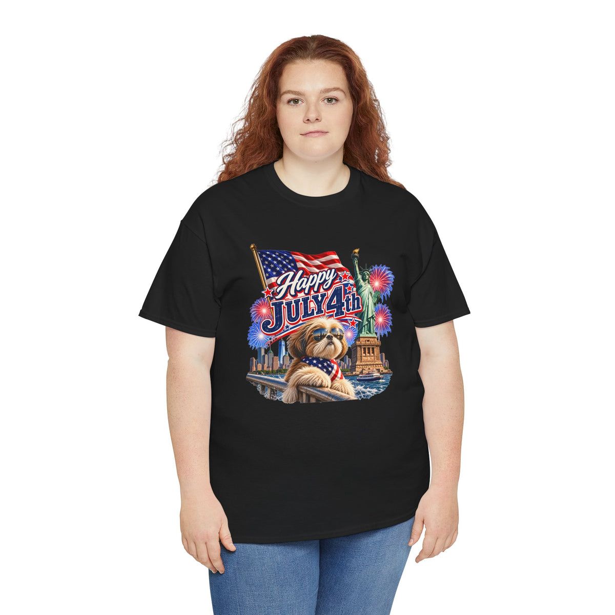 4th of July Dog T-Shirt - Happy July 4th Patriotic Fireworks Tee