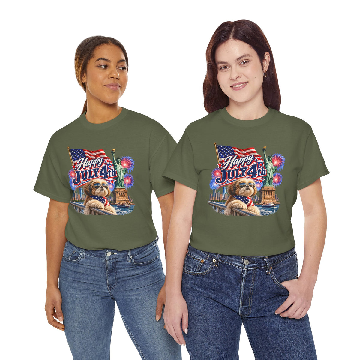 4th of July Dog T-Shirt - Happy July 4th Patriotic Fireworks Tee