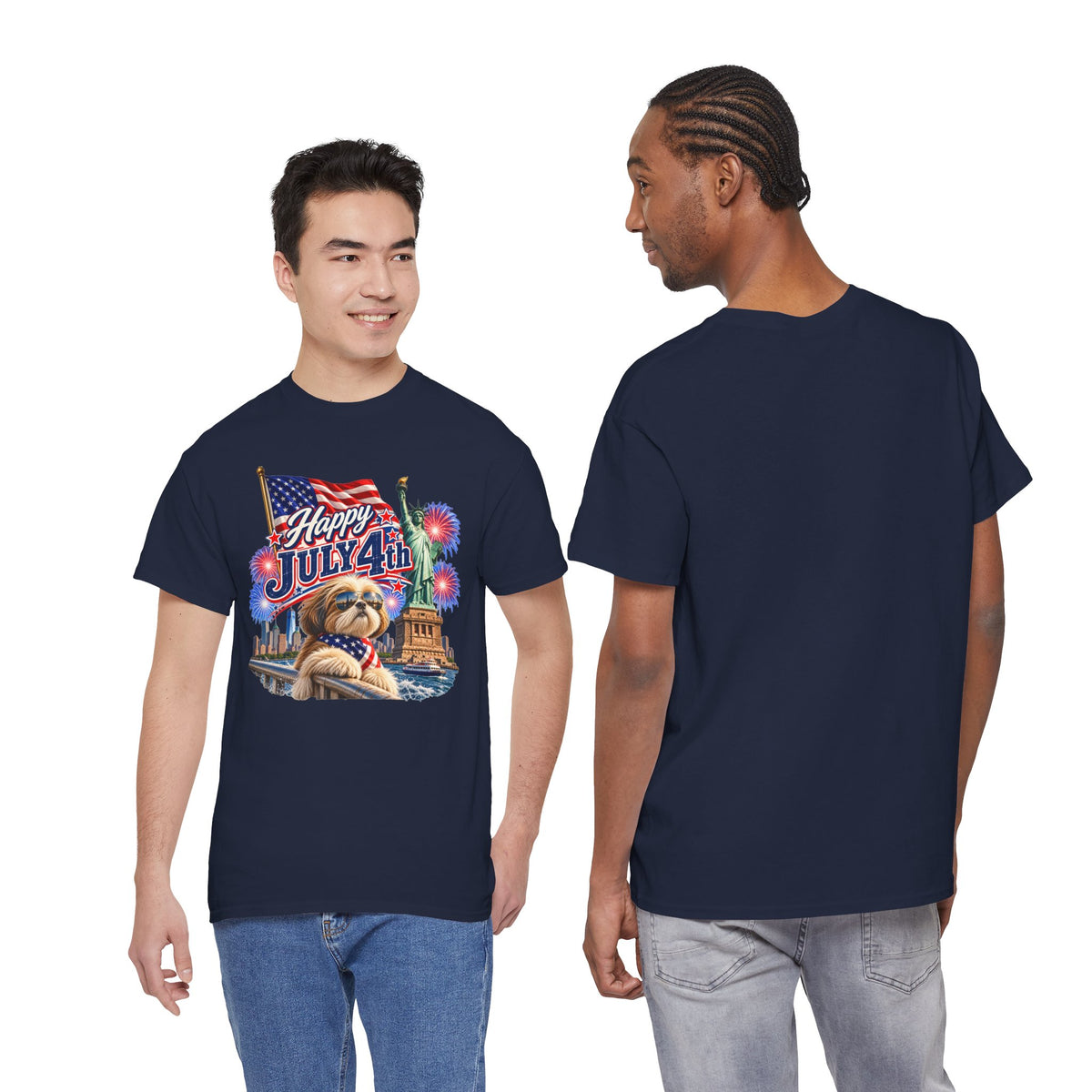 4th of July Dog T-Shirt - Happy July 4th Patriotic Fireworks Tee