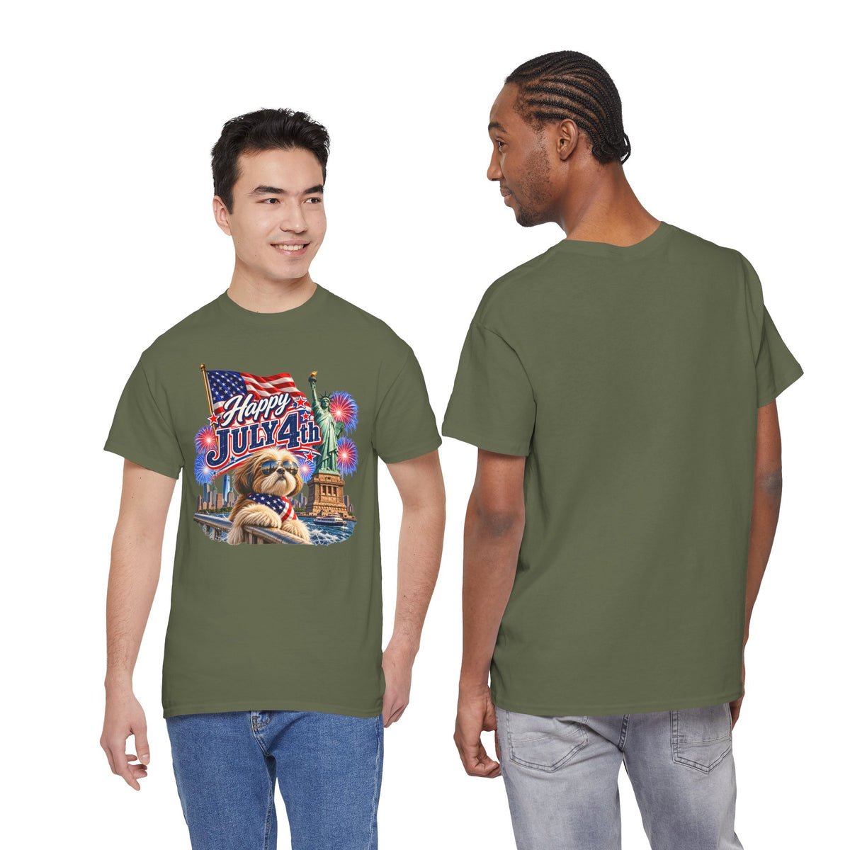 4th of July Dog T-Shirt - Happy July 4th Patriotic Fireworks Tee