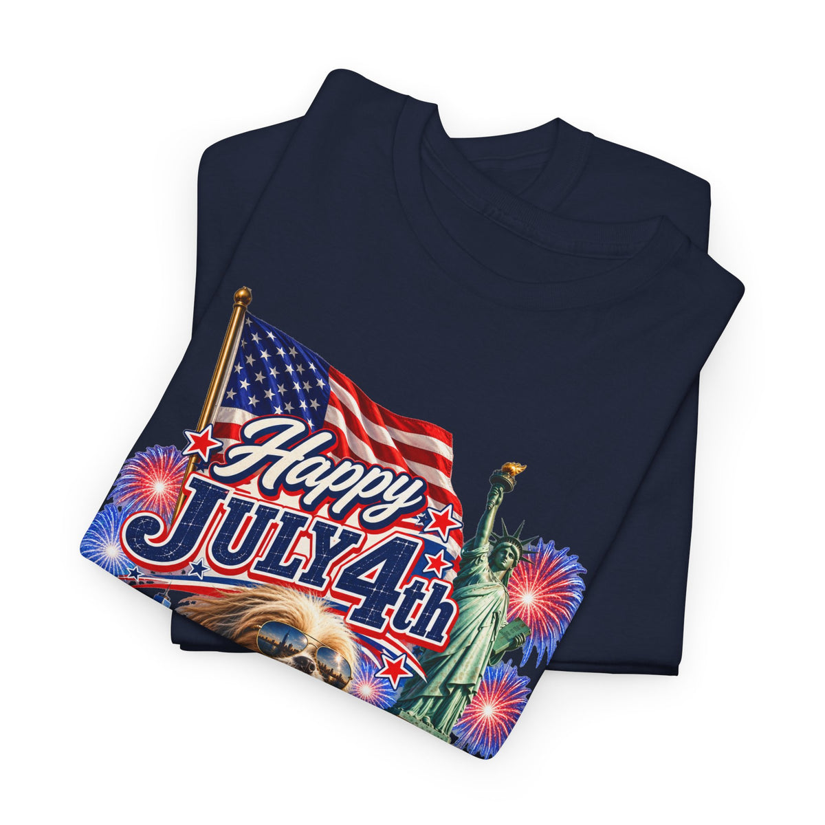 4th of July Dog T-Shirt - Happy July 4th Patriotic Fireworks Tee