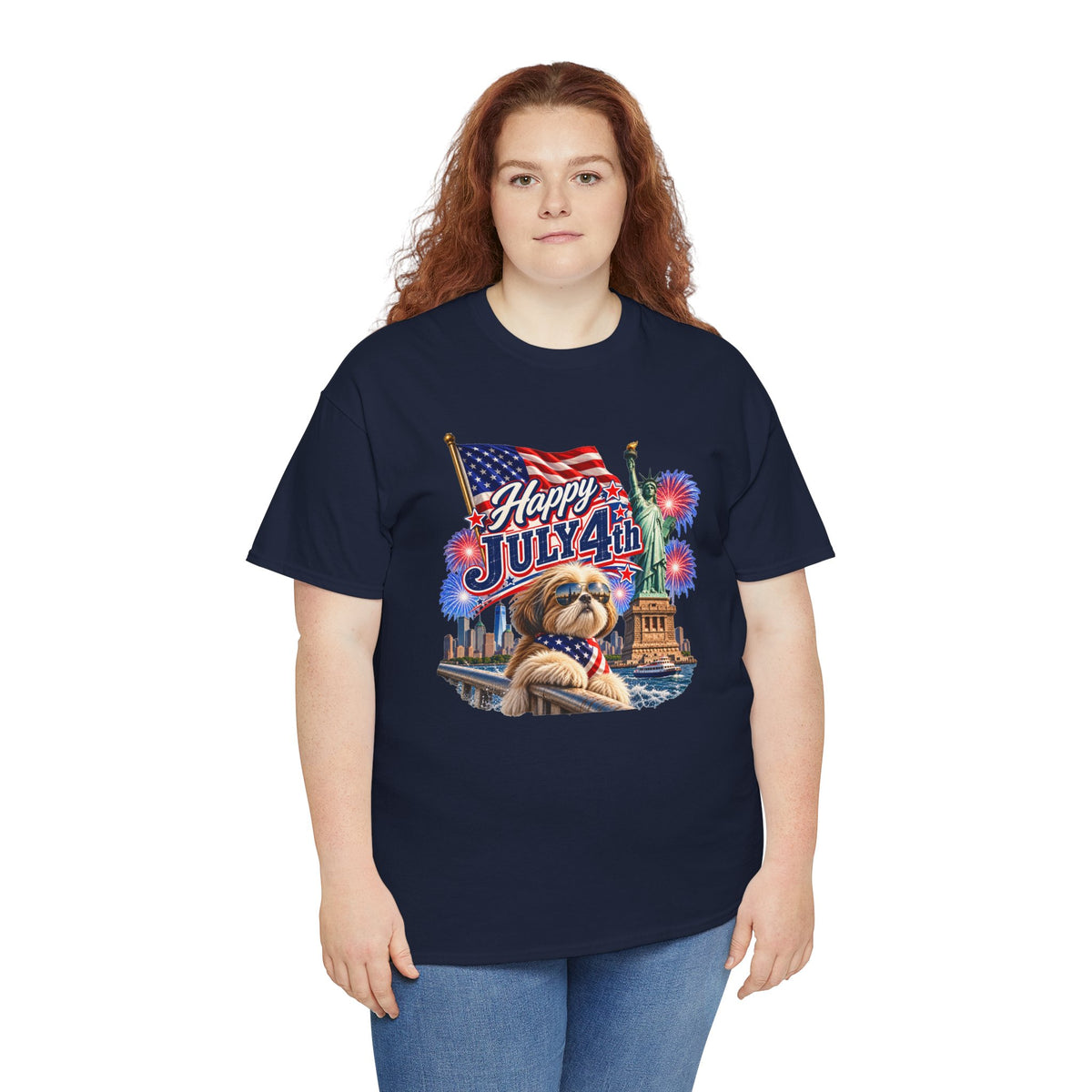 4th of July Dog T-Shirt - Happy July 4th Patriotic Fireworks Tee