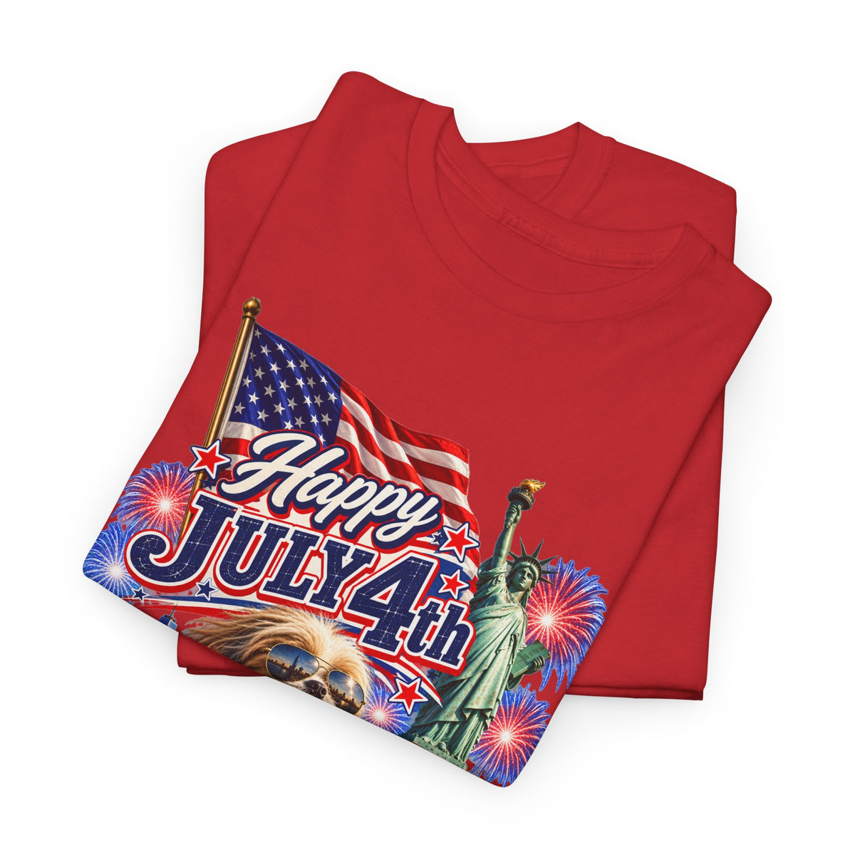 4th of July Dog T-Shirt - Happy July 4th Patriotic Fireworks Tee