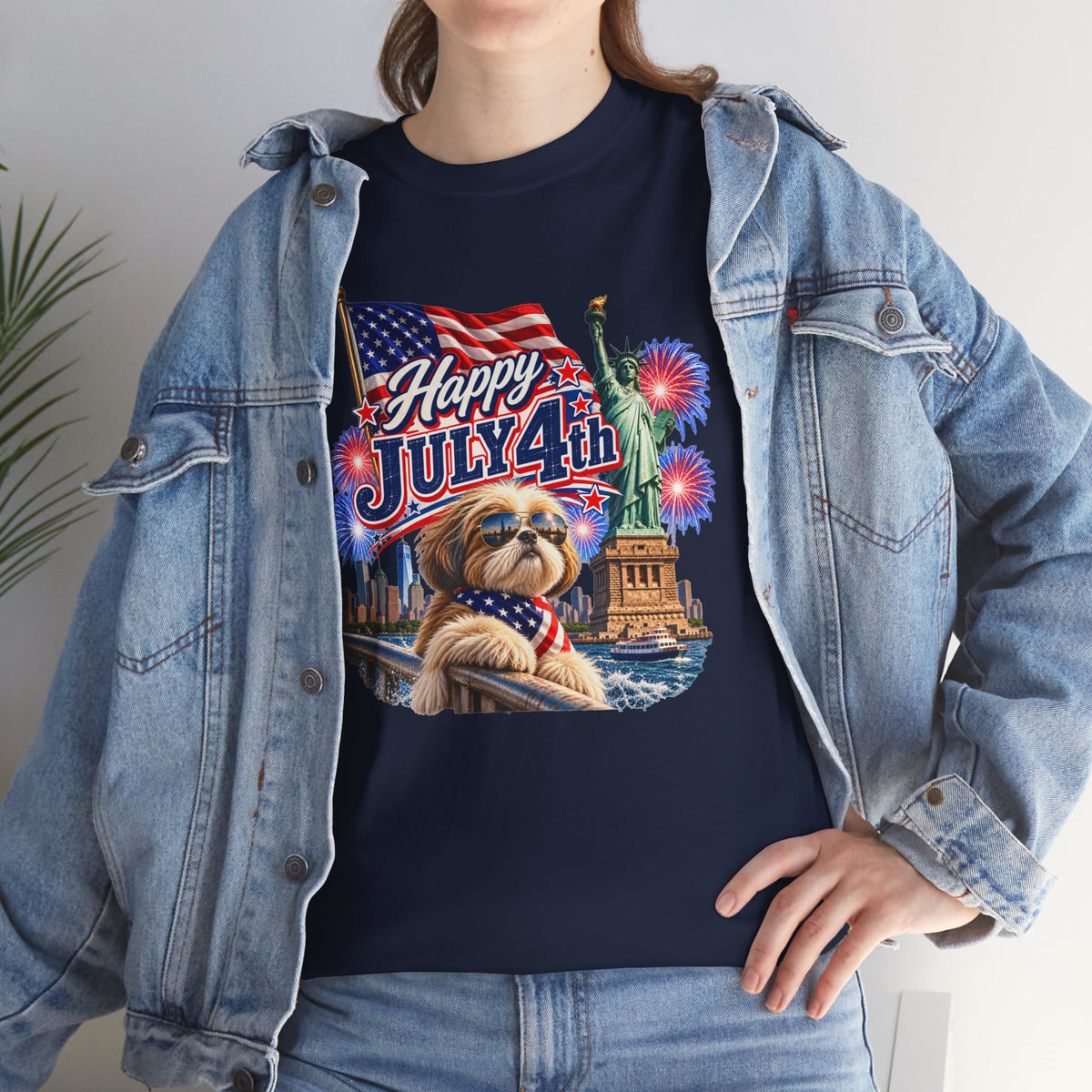 4th of July Dog T-Shirt - Happy July 4th Patriotic Fireworks Tee