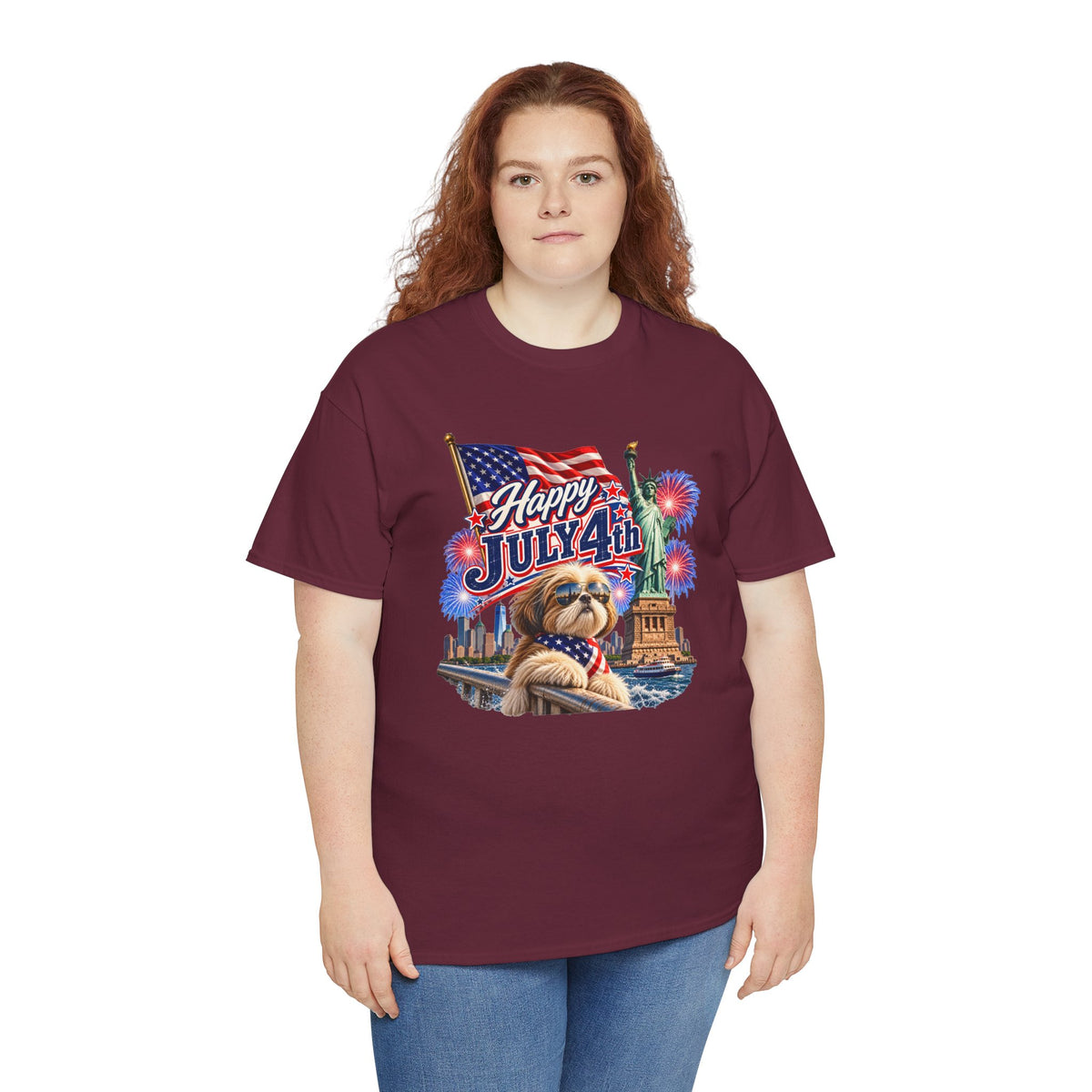 4th of July Dog T-Shirt - Happy July 4th Patriotic Fireworks Tee