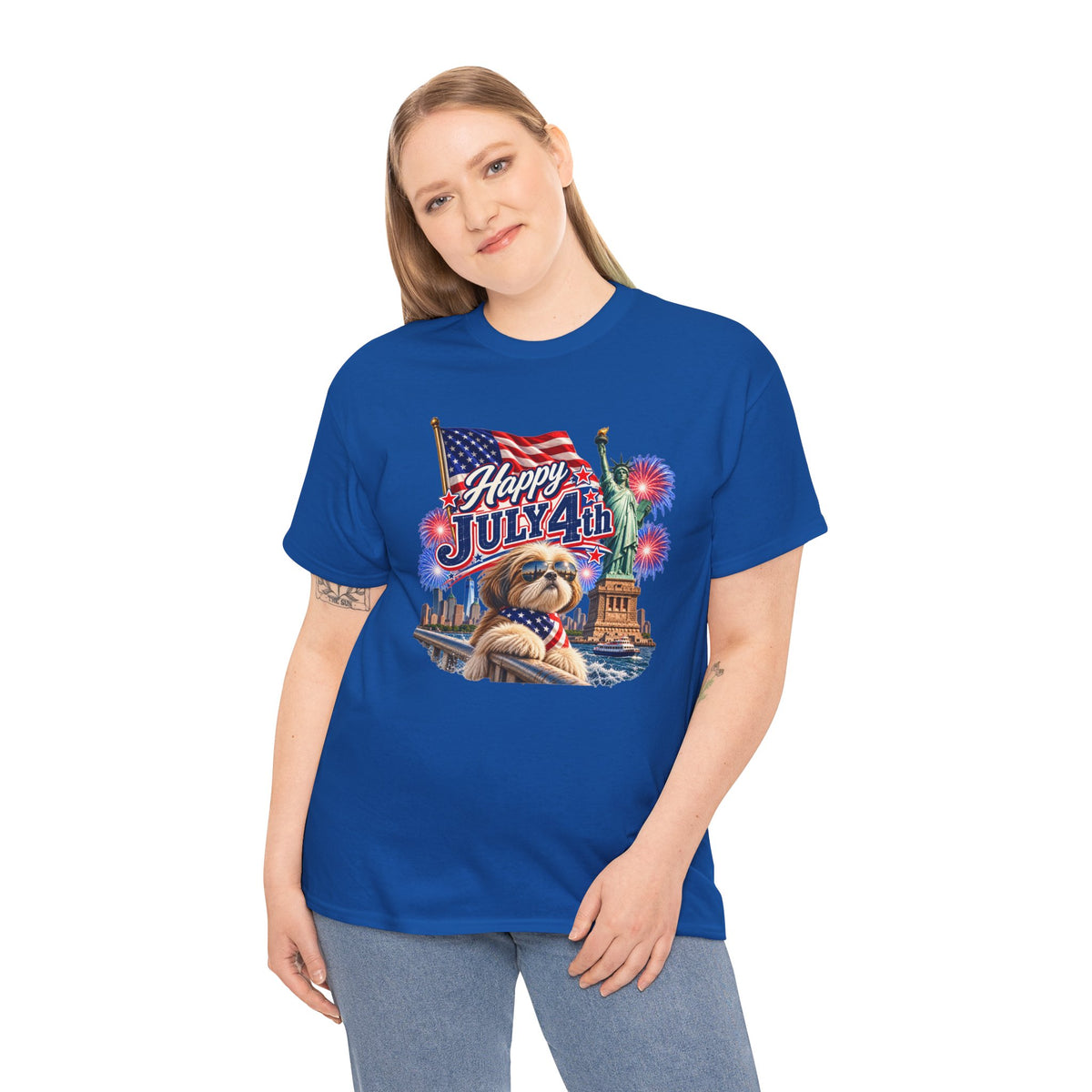 4th of July Dog T-Shirt - Happy July 4th Patriotic Fireworks Tee