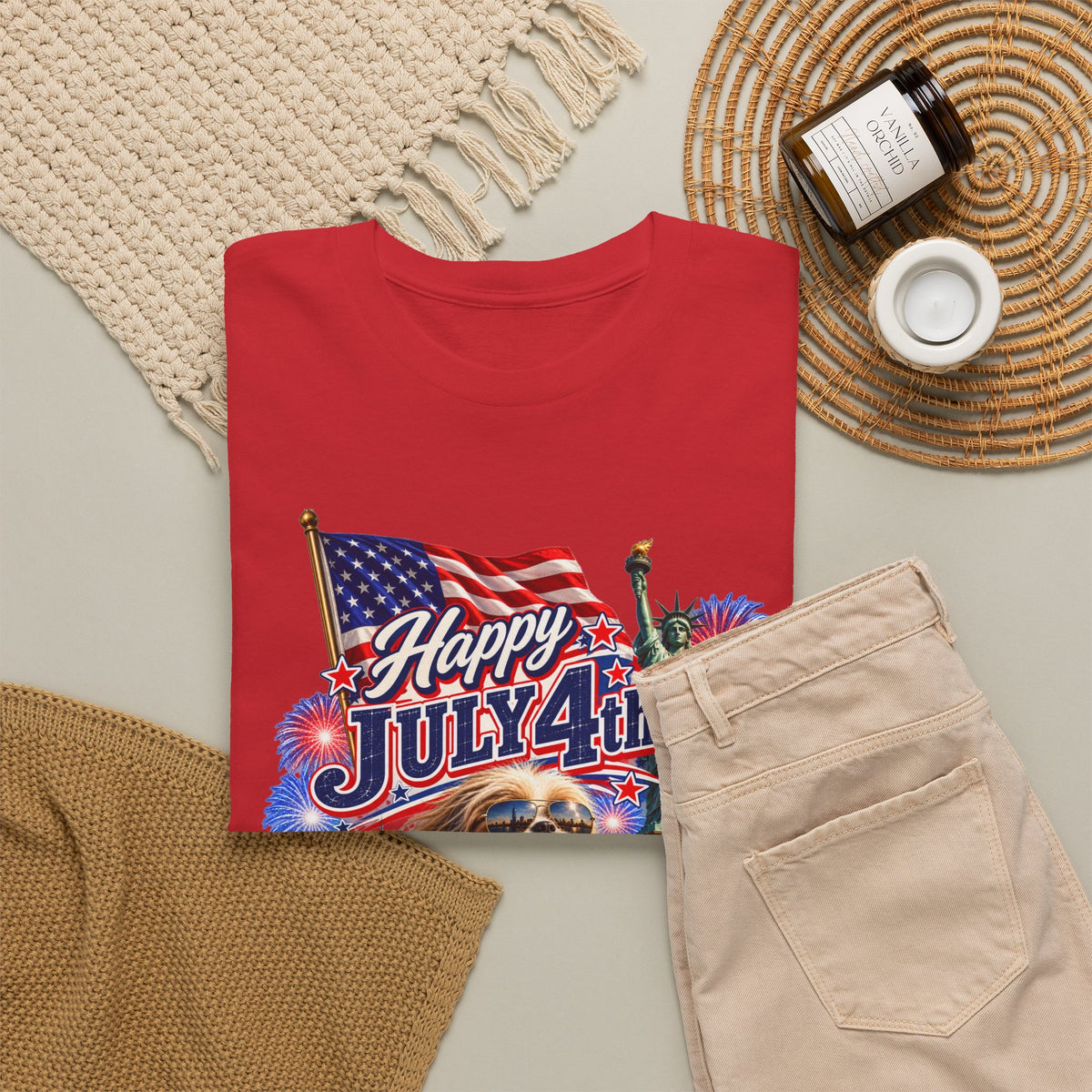 4th of July Dog T-Shirt - Happy July 4th Patriotic Fireworks Tee
