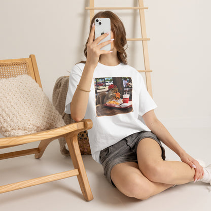 Squirrel Eating Burger T‑Shirt — Funny Animal Photo Tee