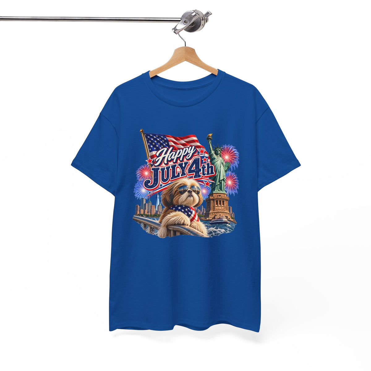 4th of July Dog T-Shirt - Happy July 4th Patriotic Fireworks Tee