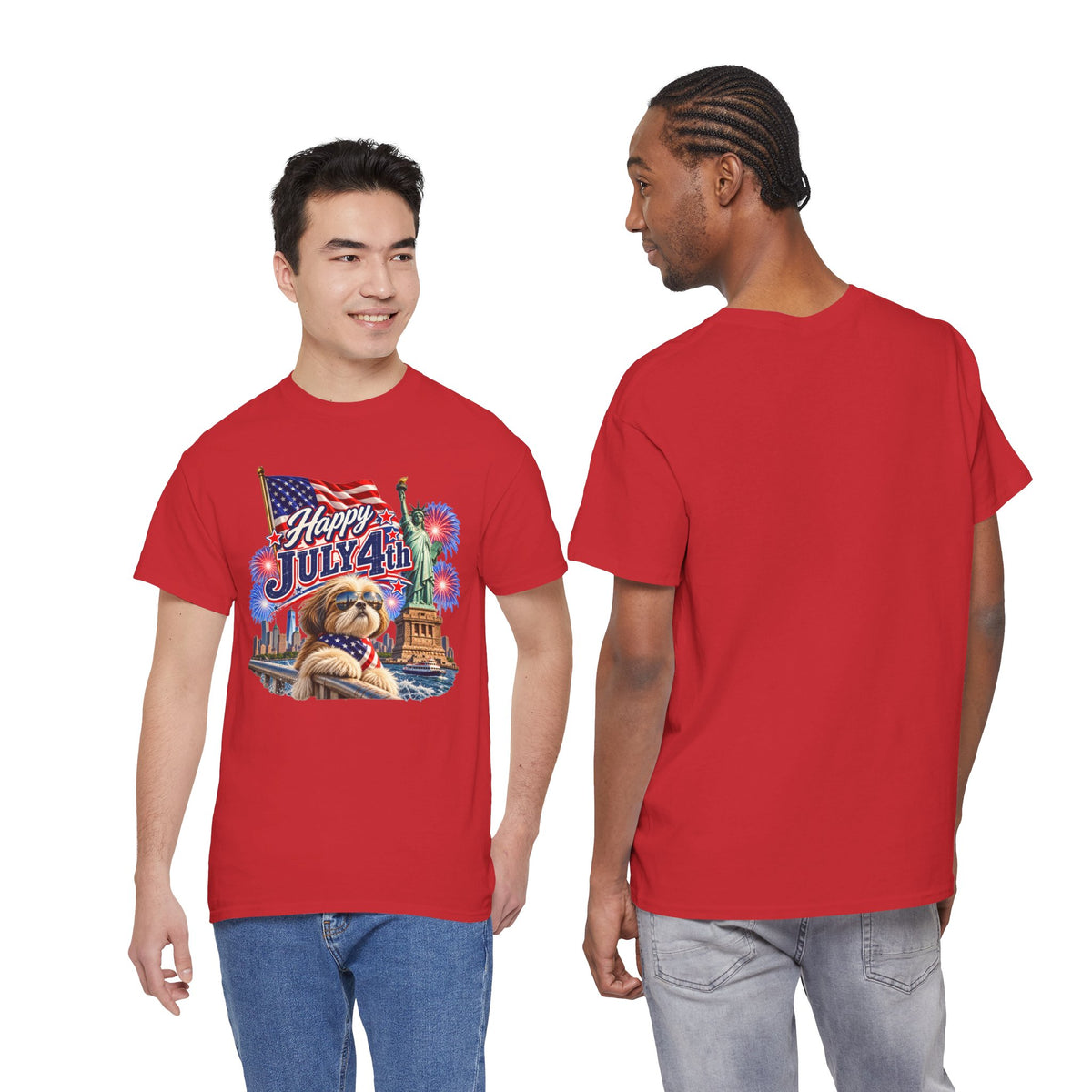 4th of July Dog T-Shirt - Happy July 4th Patriotic Fireworks Tee