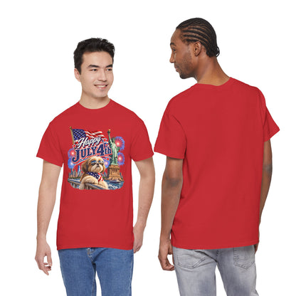 4th of July Dog T-Shirt - Happy July 4th Patriotic Fireworks Tee
