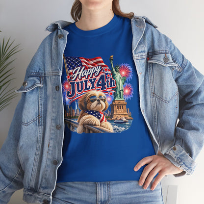4th of July Dog T-Shirt - Happy July 4th Patriotic Fireworks Tee