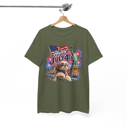 4th of July Dog T-Shirt - Happy July 4th Patriotic Fireworks Tee