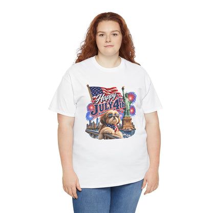 4th of July Dog T-Shirt - Happy July 4th Patriotic Fireworks Tee