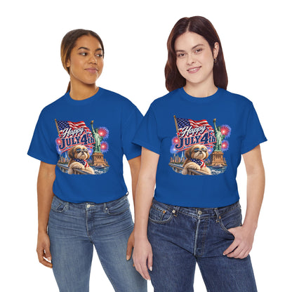 4th of July Dog T-Shirt - Happy July 4th Patriotic Fireworks Tee