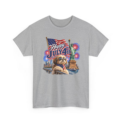 4th of July Dog T-Shirt - Happy July 4th Patriotic Fireworks Tee