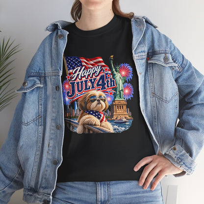 4th of July Dog T-Shirt - Happy July 4th Patriotic Fireworks Tee