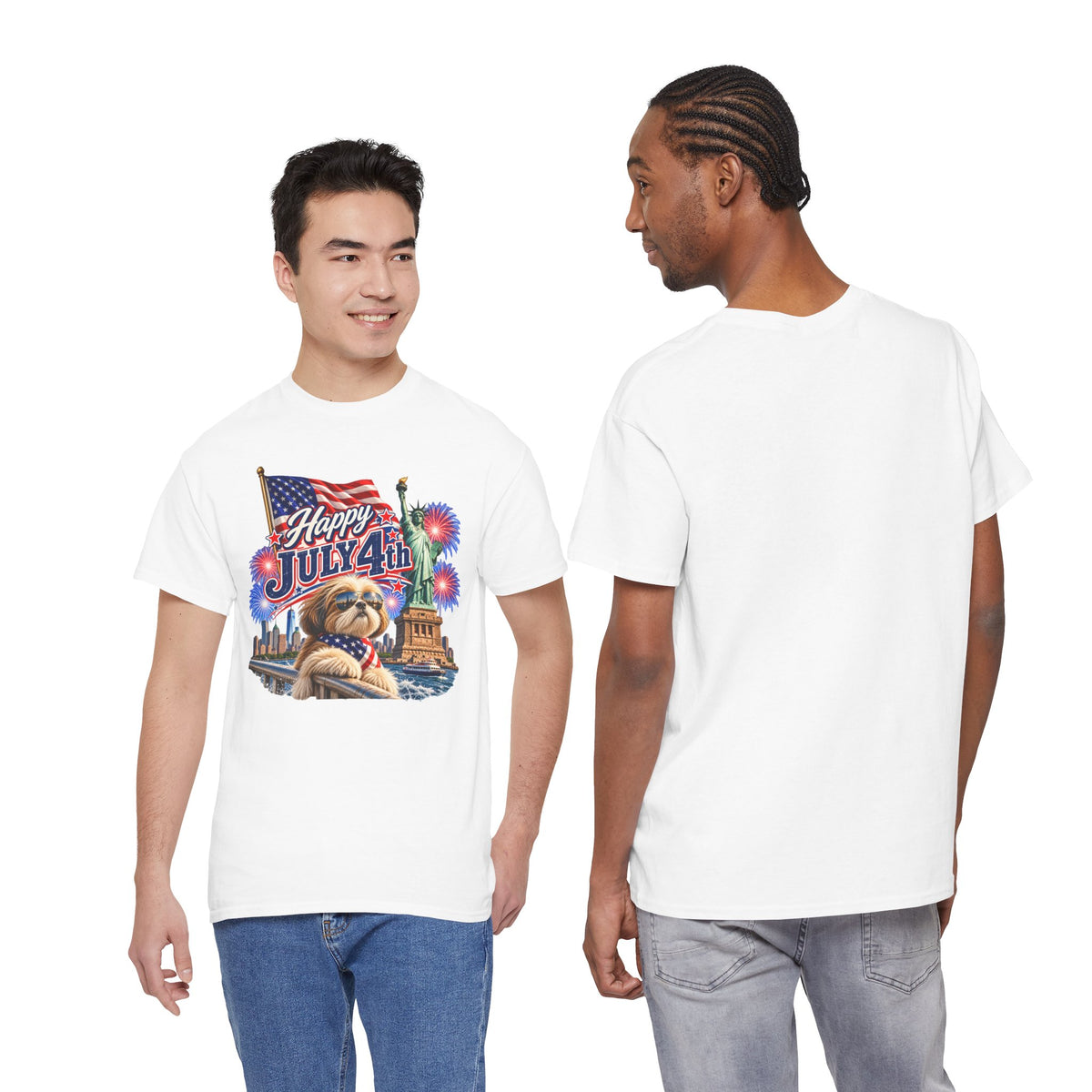 4th of July Dog T-Shirt - Happy July 4th Patriotic Fireworks Tee