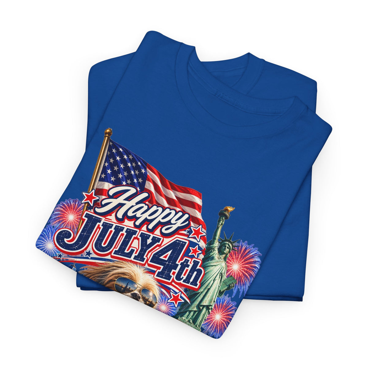 4th of July Dog T-Shirt - Happy July 4th Patriotic Fireworks Tee