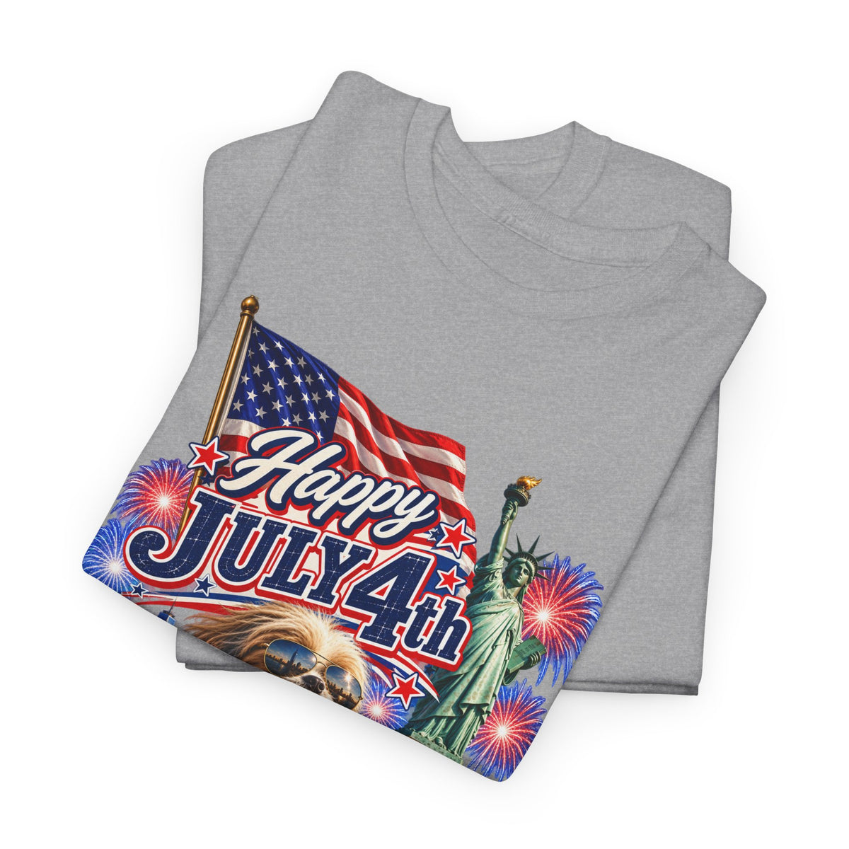 4th of July Dog T-Shirt - Happy July 4th Patriotic Fireworks Tee