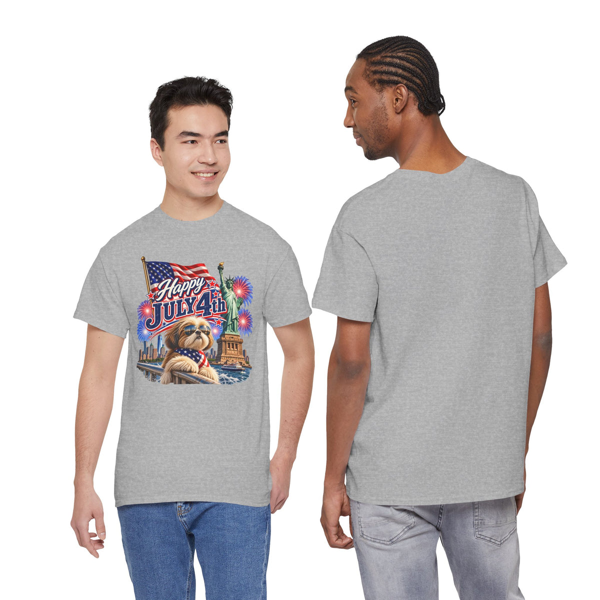 4th of July Dog T-Shirt - Happy July 4th Patriotic Fireworks Tee