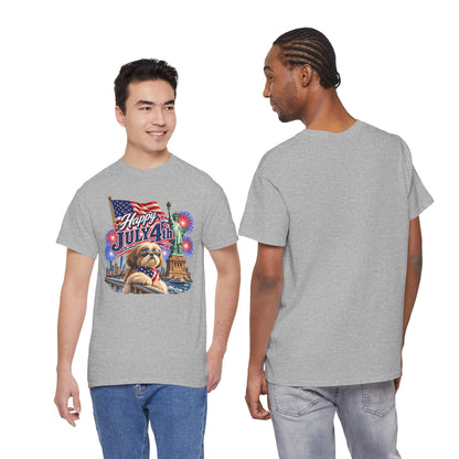 4th of July Dog T-Shirt - Happy July 4th Patriotic Fireworks Tee