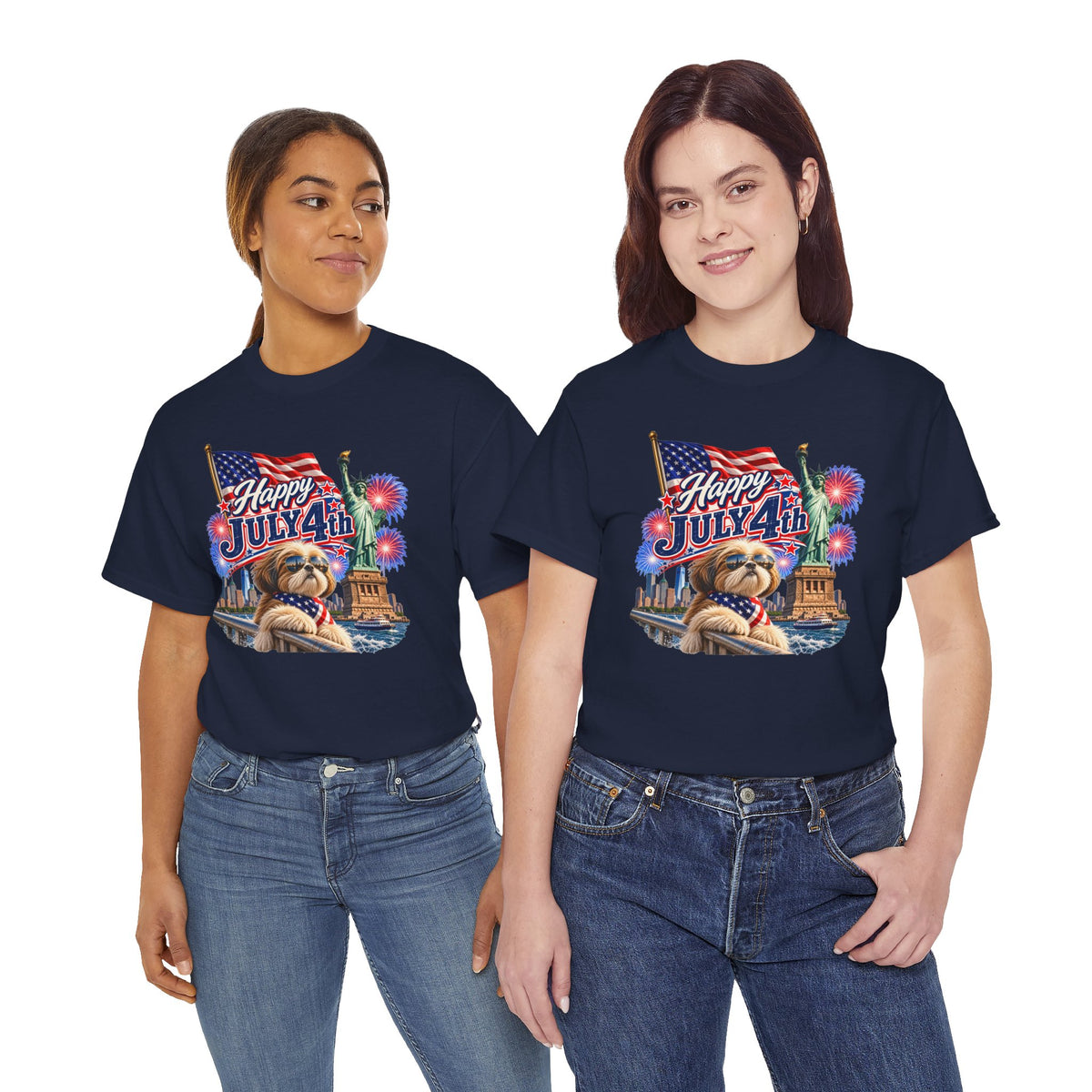 4th of July Dog T-Shirt - Happy July 4th Patriotic Fireworks Tee
