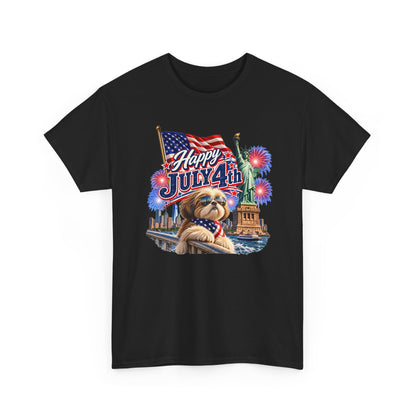 4th of July Dog T-Shirt - Happy July 4th Patriotic Fireworks Tee
