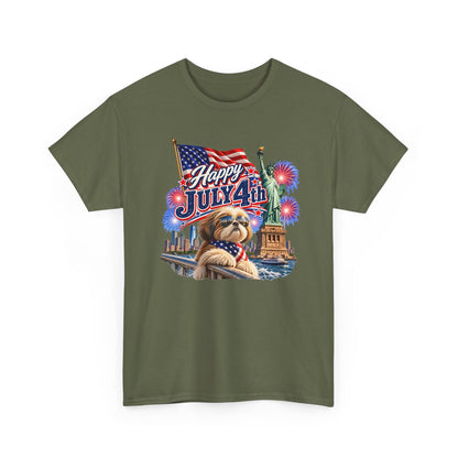 4th of July Dog T-Shirt - Happy July 4th Patriotic Fireworks Tee
