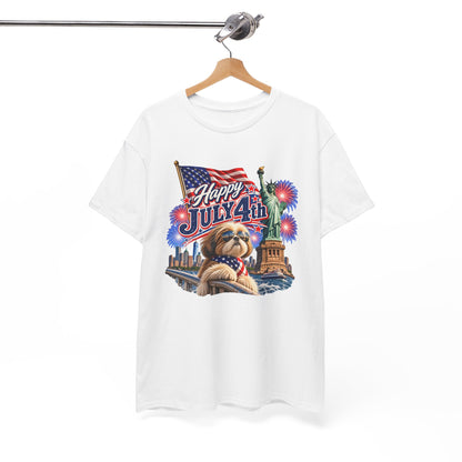 4th of July Dog T-Shirt - Happy July 4th Patriotic Fireworks Tee