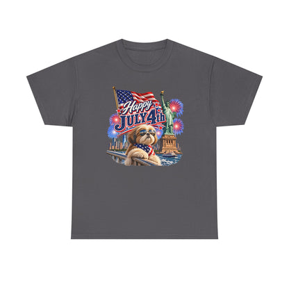 4th of July Dog T-Shirt - Happy July 4th Patriotic Fireworks Tee