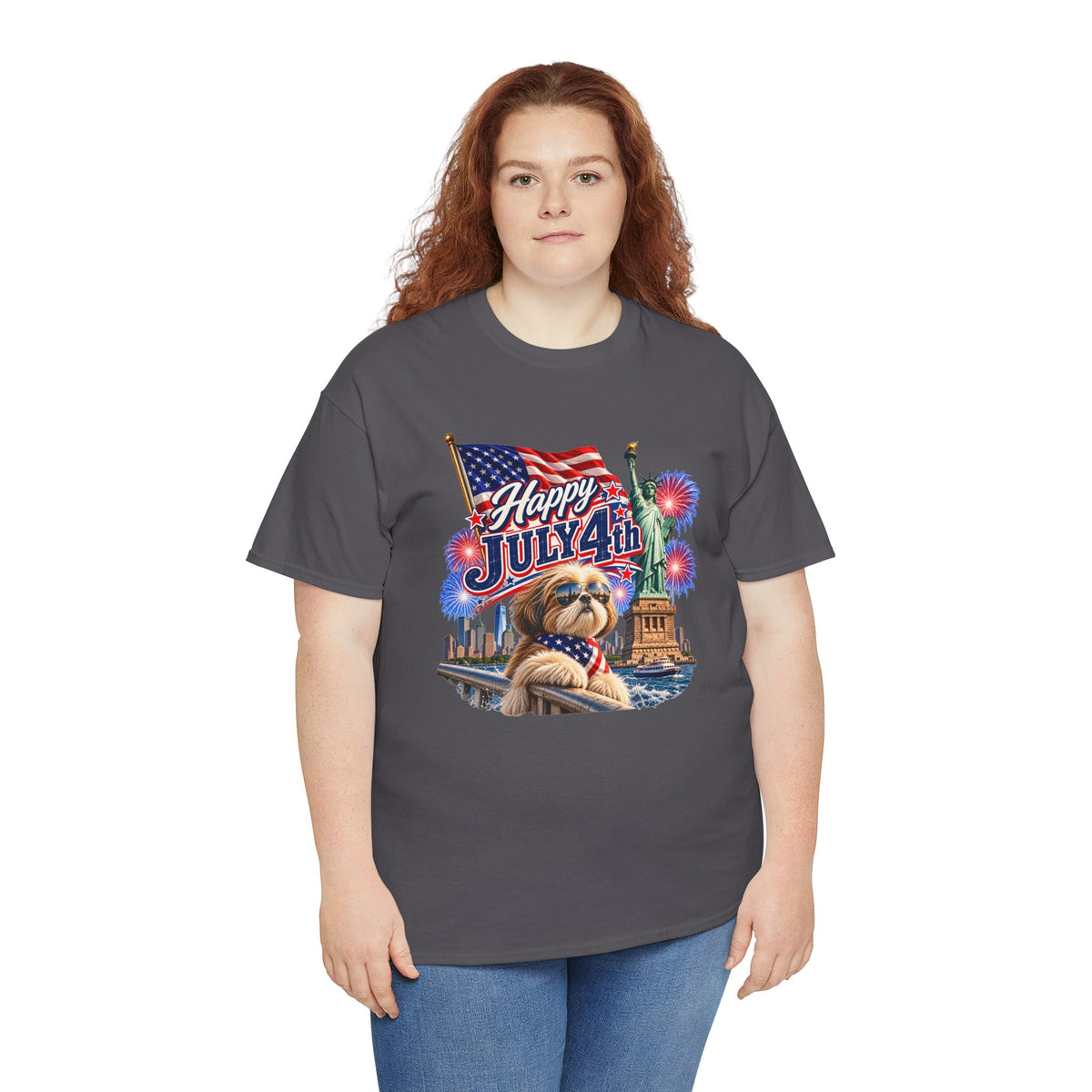 4th of July Dog T-Shirt - Happy July 4th Patriotic Fireworks Tee