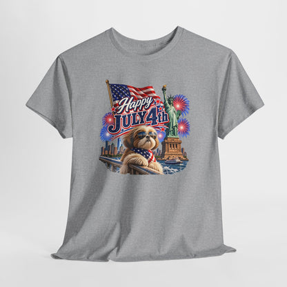 4th of July Dog T-Shirt - Happy July 4th Patriotic Fireworks Tee