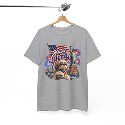4th of July Dog T-Shirt - Happy July 4th Patriotic Fireworks Tee