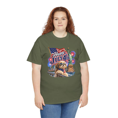 4th of July Dog T-Shirt - Happy July 4th Patriotic Fireworks Tee