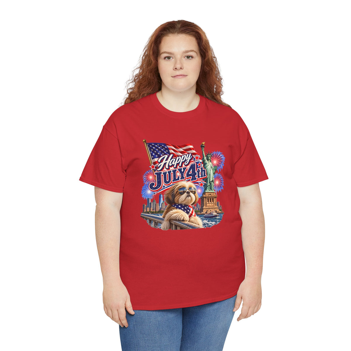 4th of July Dog T-Shirt - Happy July 4th Patriotic Fireworks Tee