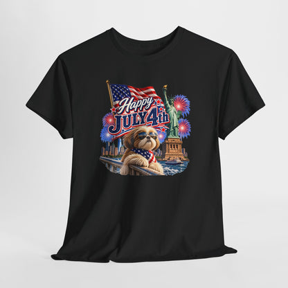 4th of July Dog T-Shirt - Happy July 4th Patriotic Fireworks Tee