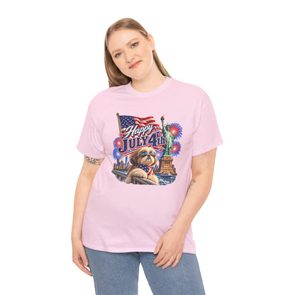 4th of July Dog T-Shirt - Happy July 4th Patriotic Fireworks Tee