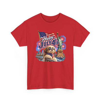 4th of July Dog T-Shirt - Happy July 4th Patriotic Fireworks Tee