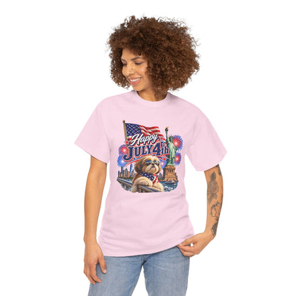 4th of July Dog T-Shirt - Happy July 4th Patriotic Fireworks Tee